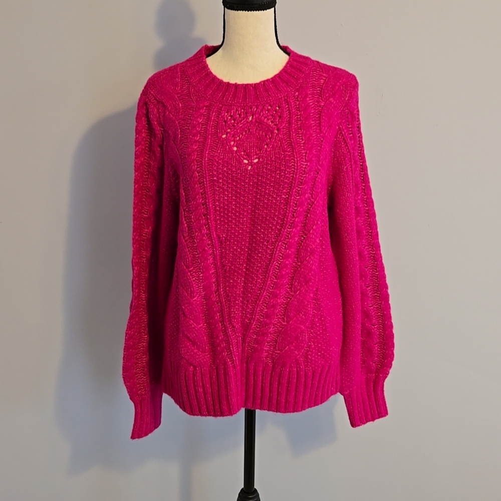 Talbots long-sleeved cable knit Sweater. Fuchsia